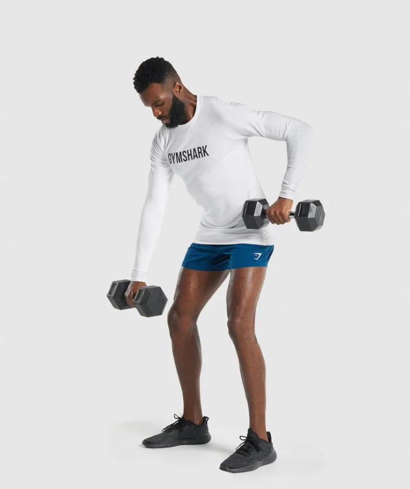 Gymshark Apollo Long Sleeve T-shirts Herren Weiß | 51307QBCN