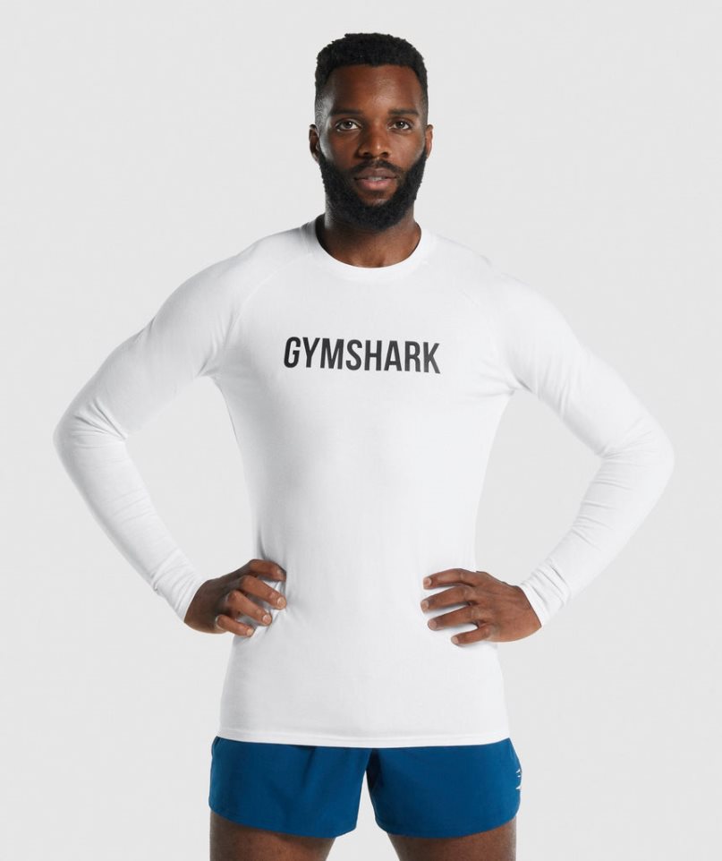 Gymshark Apollo Long Sleeve T-shirts Herren Weiß | 51307QBCN