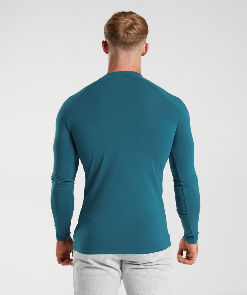 Gymshark Apollo Long Sleeve T-shirts Herren Blau | 84325VBGY