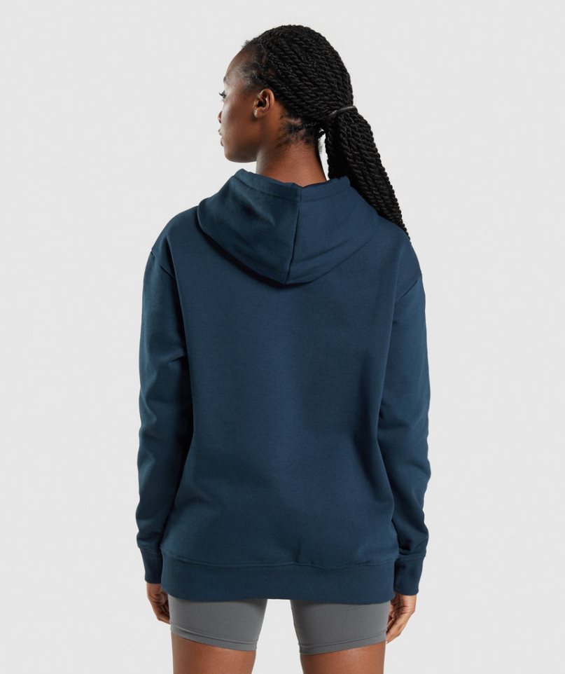 Gymshark Apollo Oversized Hoodie Damen Navy | 82671FMOT