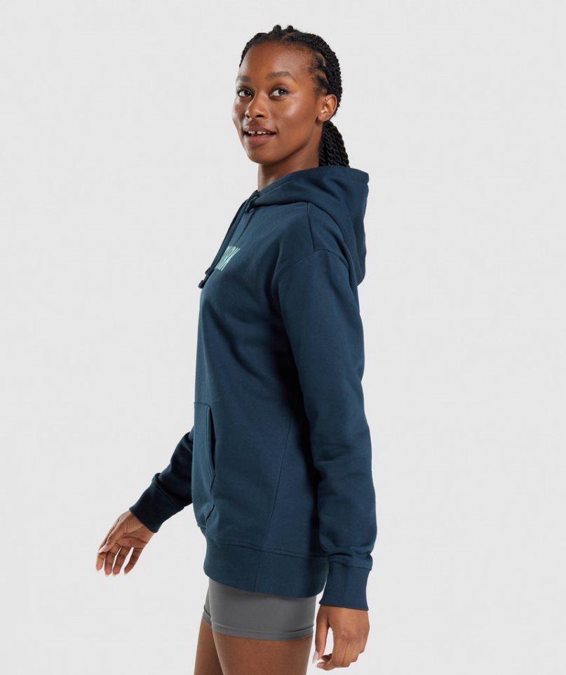 Gymshark Apollo Oversized Hoodie Damen Navy | 82671FMOT