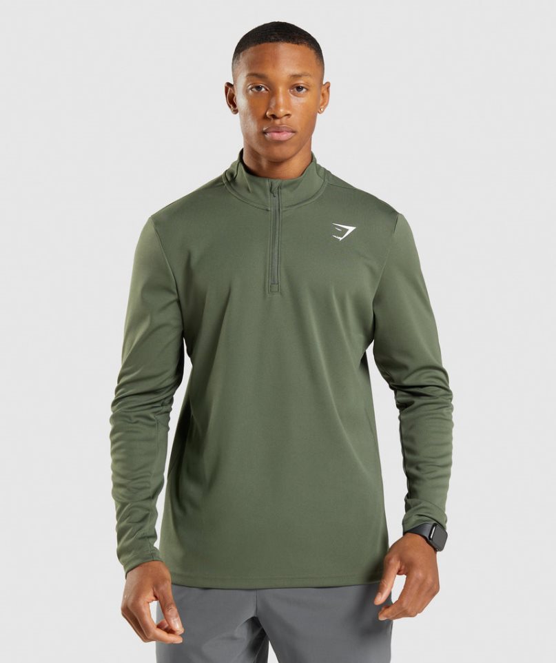 Gymshark Arrival 1/4 Zip Sweatshirts Herren Olivgrün | 15739SBWJ