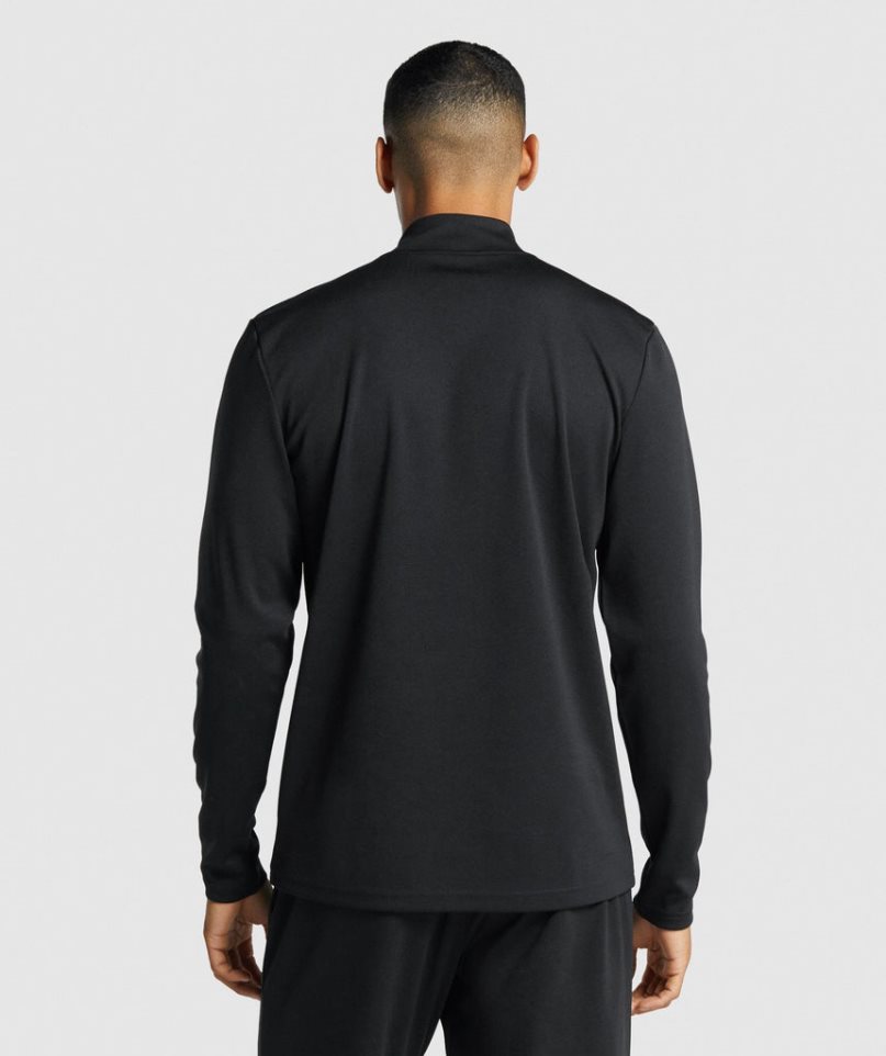 Gymshark Arrival 1/4 Zip Sweatshirts Herren Schwarz | 75130UKPL