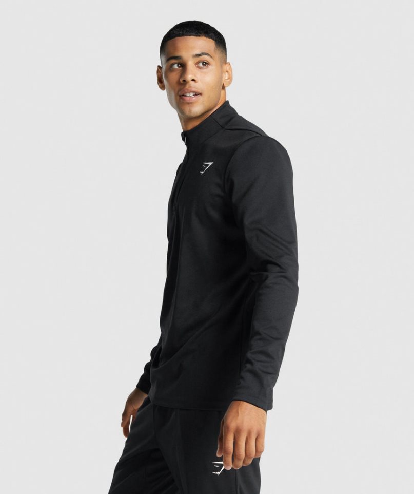 Gymshark Arrival 1/4 Zip Sweatshirts Herren Schwarz | 75130UKPL