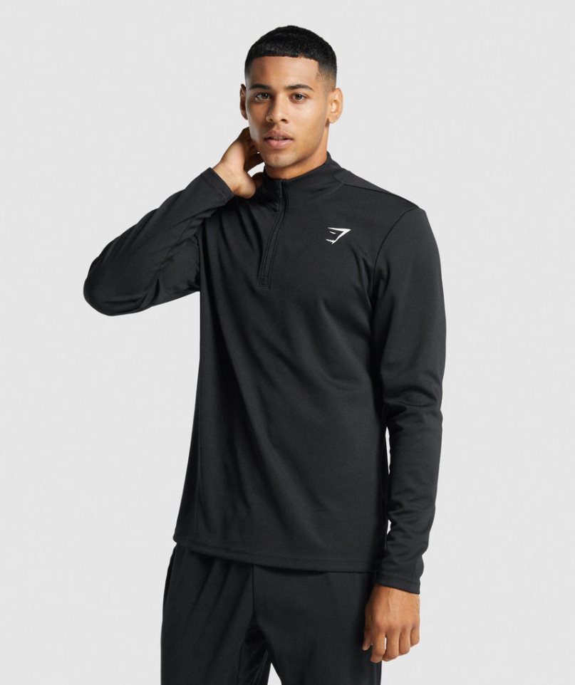 Gymshark Arrival 1/4 Zip Sweatshirts Herren Schwarz | 75130UKPL