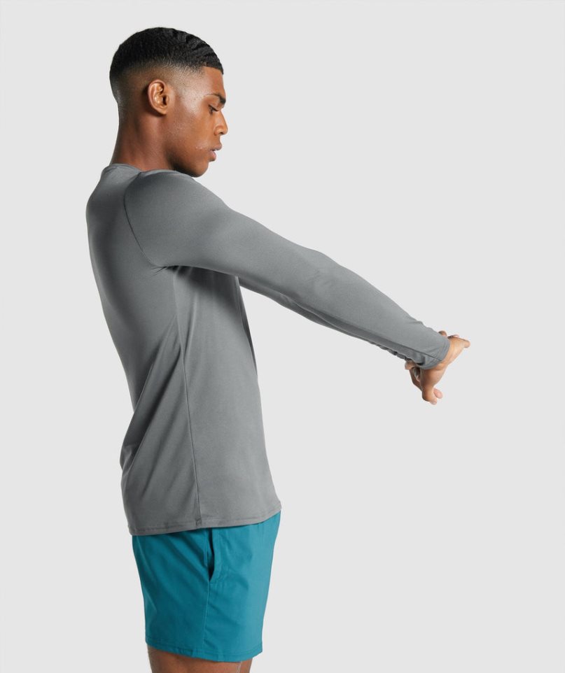 Gymshark Arrival Long Sleeve Graphic T-shirts Herren Grau | 24358WMOT