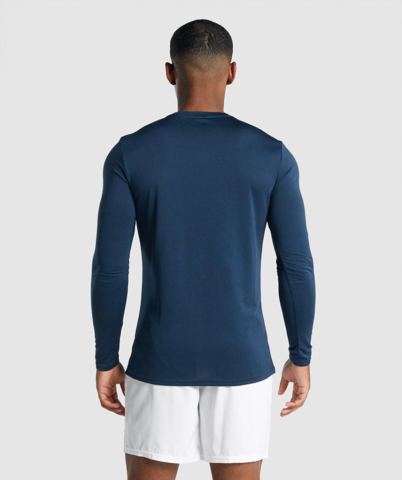 Gymshark Arrival Long Sleeve Graphic T-shirts Herren Navy | 82394VAUP