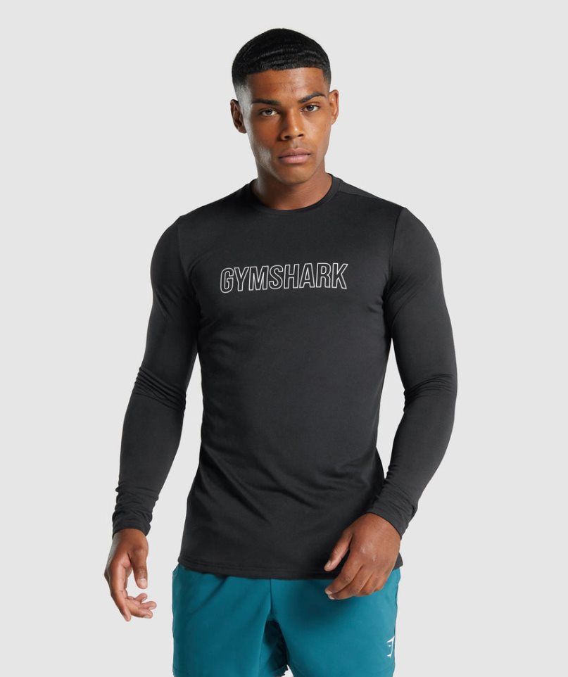 Gymshark Arrival Long Sleeve Graphic T-shirts Herren Schwarz | 84053VLSK