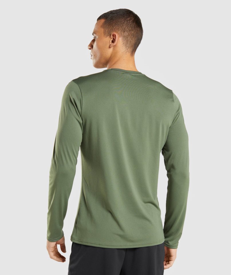 Gymshark Arrival Long Sleeve T-shirts Herren Olivgrün | 06597DCUX