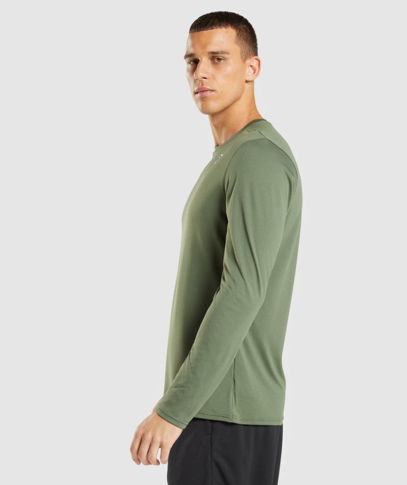 Gymshark Arrival Long Sleeve T-shirts Herren Olivgrün | 06597DCUX