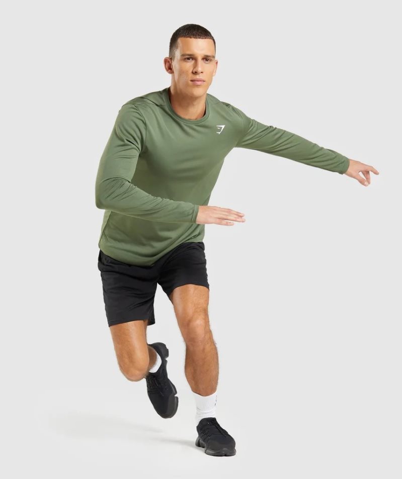 Gymshark Arrival Long Sleeve T-shirts Herren Olivgrün | 06597DCUX