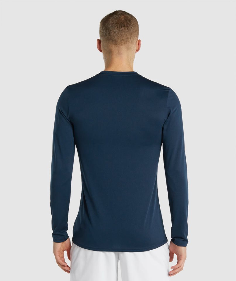 Gymshark Arrival Long Sleeve T-shirts Herren Navy | 15829SMUN