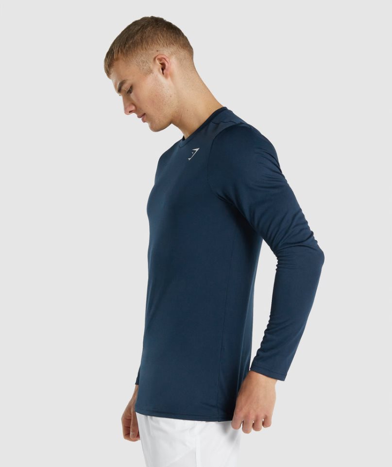 Gymshark Arrival Long Sleeve T-shirts Herren Navy | 15829SMUN