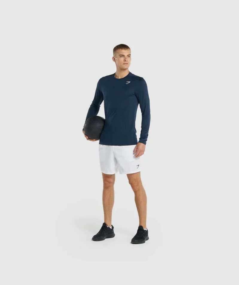 Gymshark Arrival Long Sleeve T-shirts Herren Navy | 15829SMUN