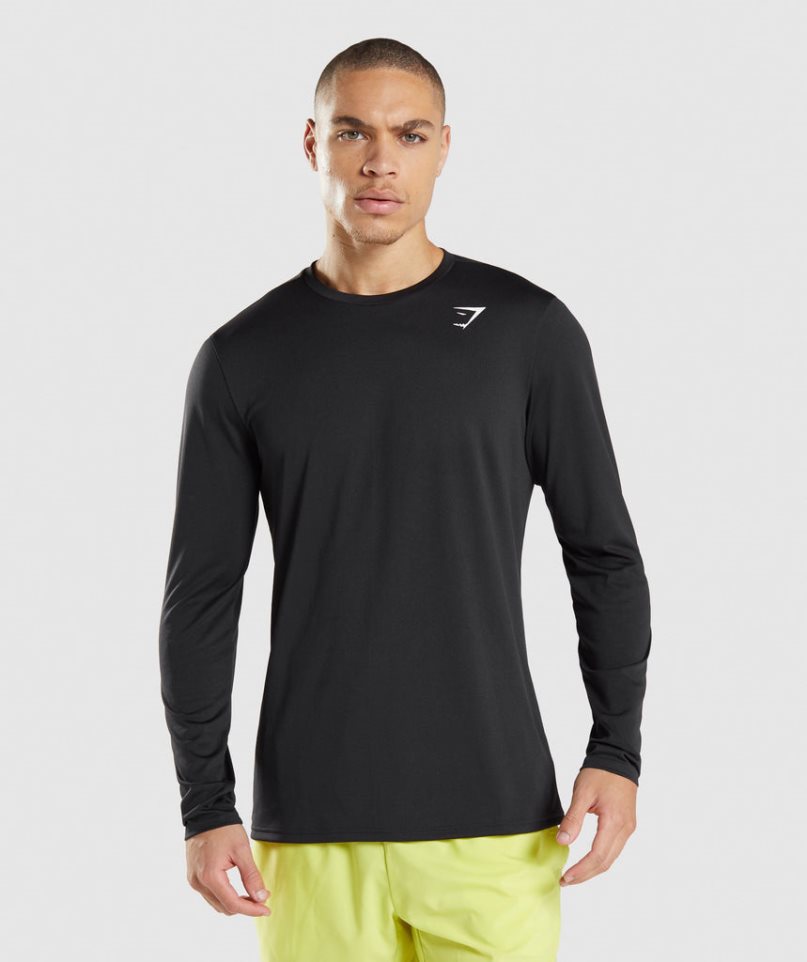 Gymshark Arrival Long Sleeve T-shirts Herren Schwarz | 38164RCPY