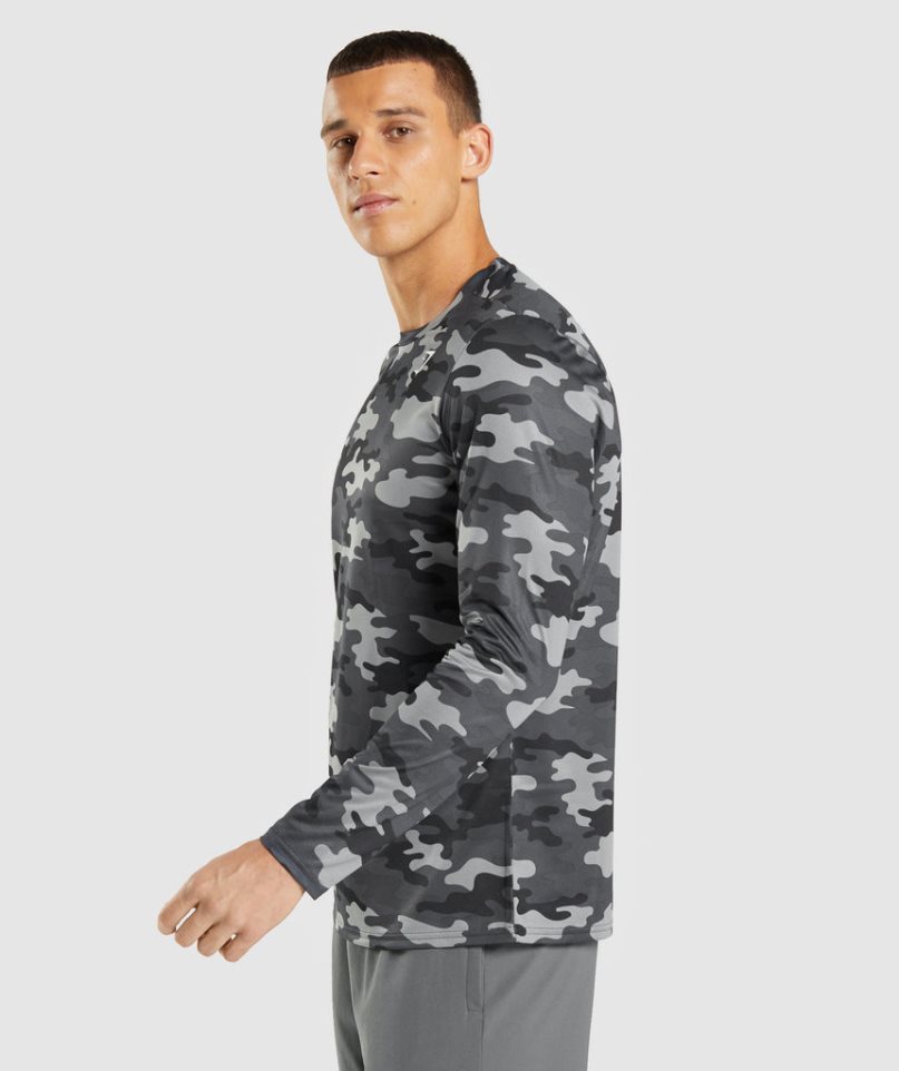 Gymshark Arrival Long Sleeve T-shirts Herren Camouflage | 69821XZIH