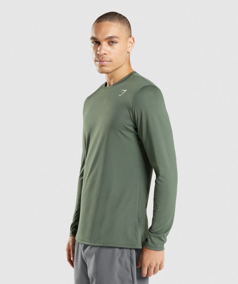 Gymshark Arrival Long Sleeve T-shirts Herren Grün | 73601NMJU