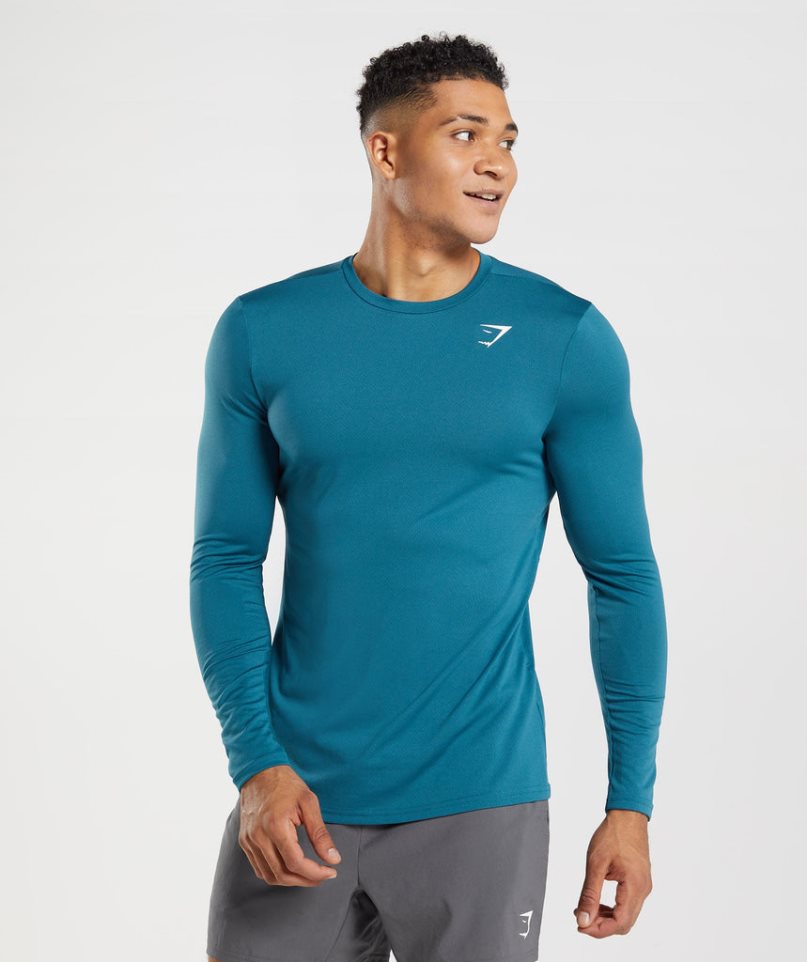 Gymshark Arrival Long Sleeve T-shirts Herren Blau | 83164YRIF