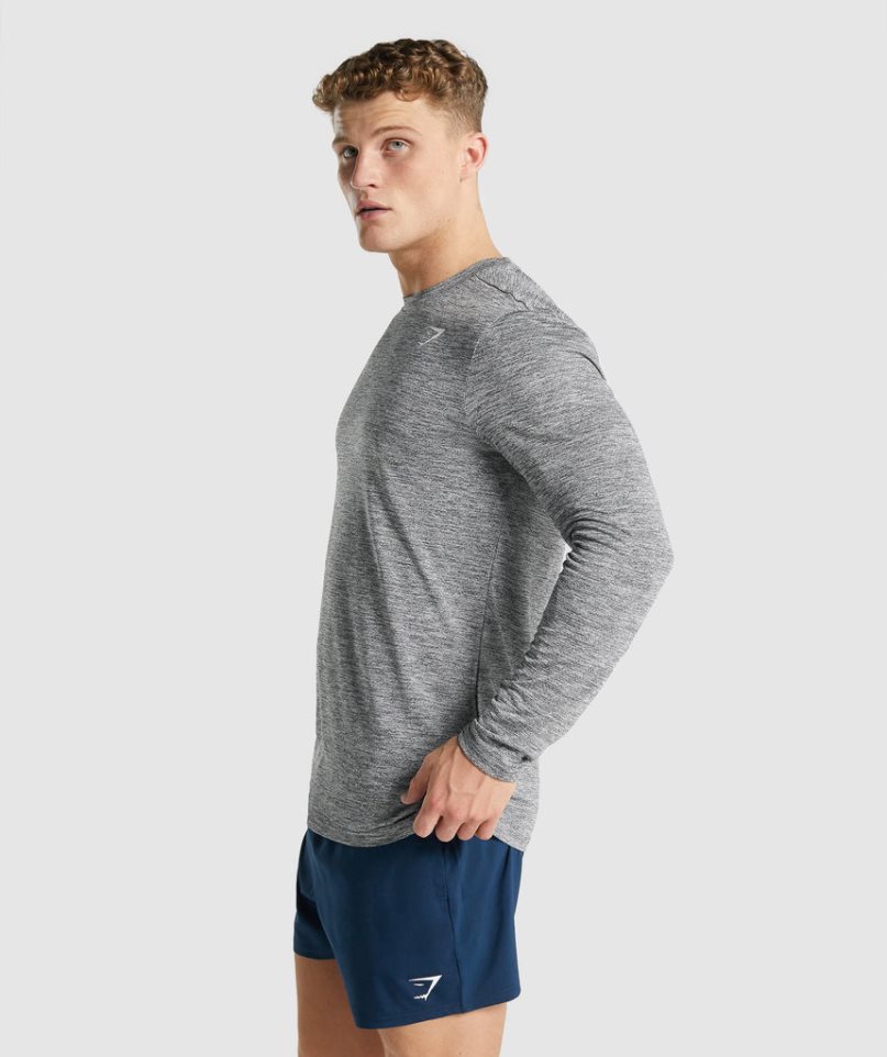 Gymshark Arrival Marl Long Sleeve T-shirts Herren Grau | 09473BGUN