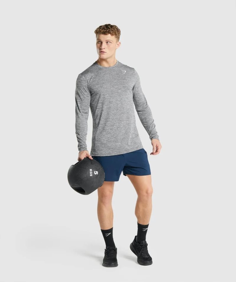 Gymshark Arrival Marl Long Sleeve T-shirts Herren Grau | 09473BGUN