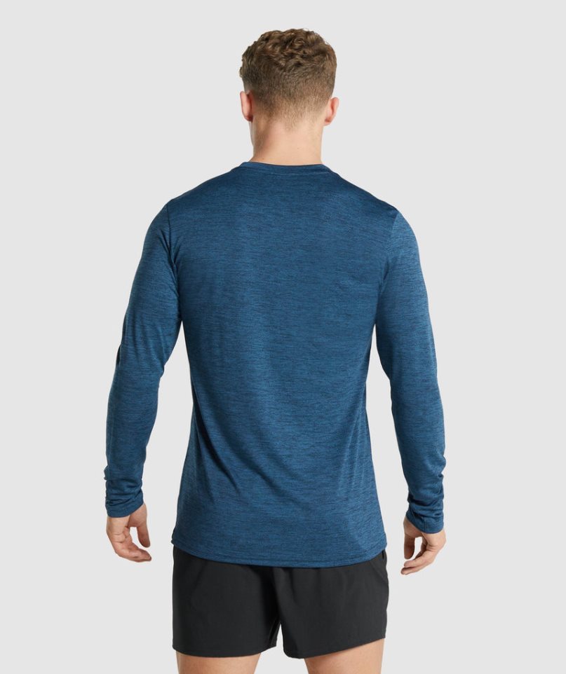 Gymshark Arrival Marl Long Sleeve T-shirts Herren Navy | 85637MJCA