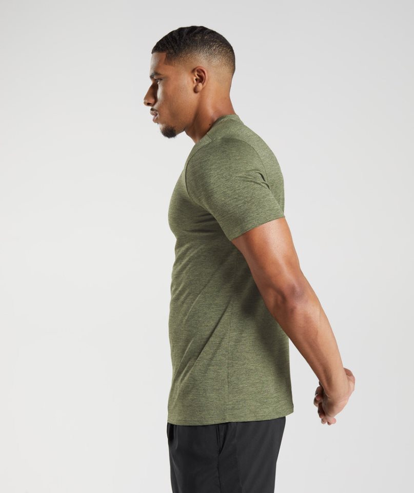 Gymshark Arrival Marl T-shirts Herren Olivgrün | 92643DFUO