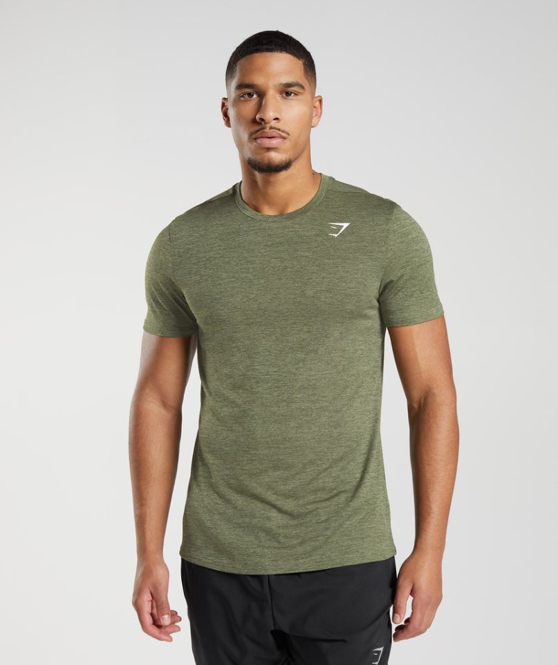 Gymshark Arrival Marl T-shirts Herren Olivgrün | 92643DFUO