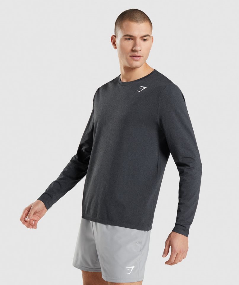 Gymshark Arrival Seamless Long Sleeve T-shirts Herren Schwarz | 52837CYBJ