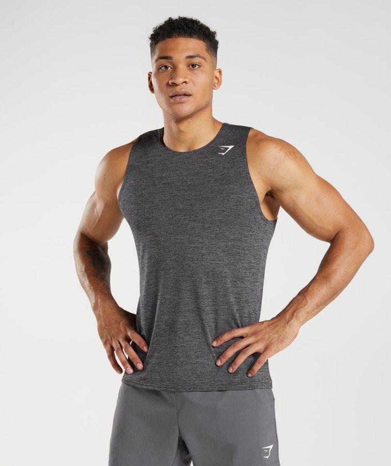 Gymshark Arrival Slim Marl Muskelshirt Herren Schwarz | 21963WIAS