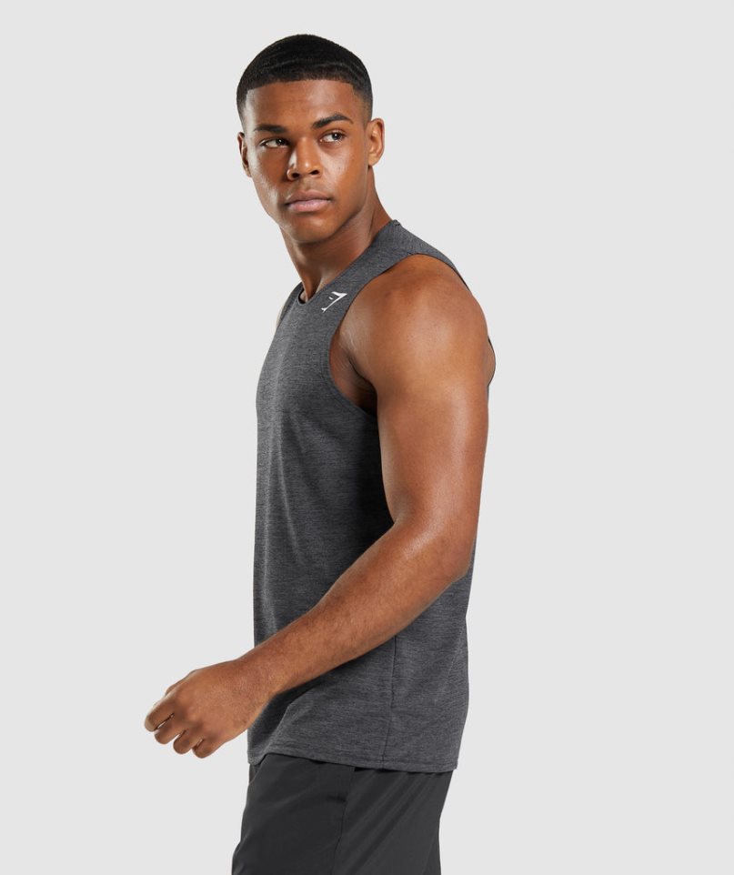 Gymshark Arrival Slim Marl Muskelshirt Herren Schwarz | 23460FOLM