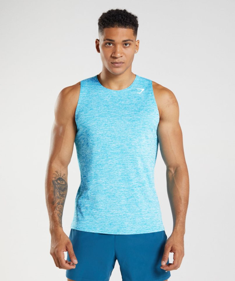 Gymshark Arrival Slim Marl Muskelshirt Herren Türkis | 25809NMEL