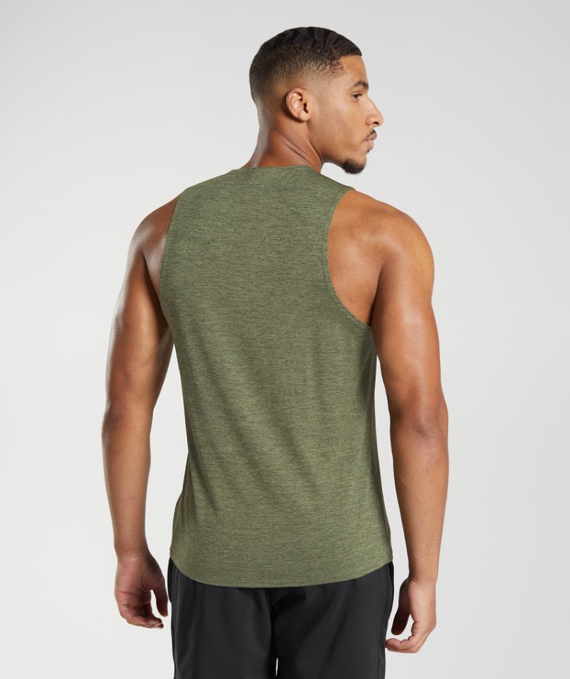 Gymshark Arrival Slim Marl Muskelshirt Herren Olivgrün | 78924ERAK