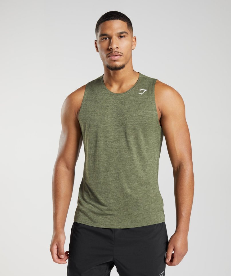 Gymshark Arrival Slim Marl Muskelshirt Herren Olivgrün | 78924ERAK