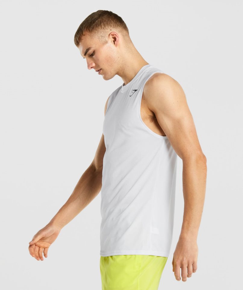 Gymshark Arrival Ärmellose Muskelshirt Herren Weiß | 45283QWTL