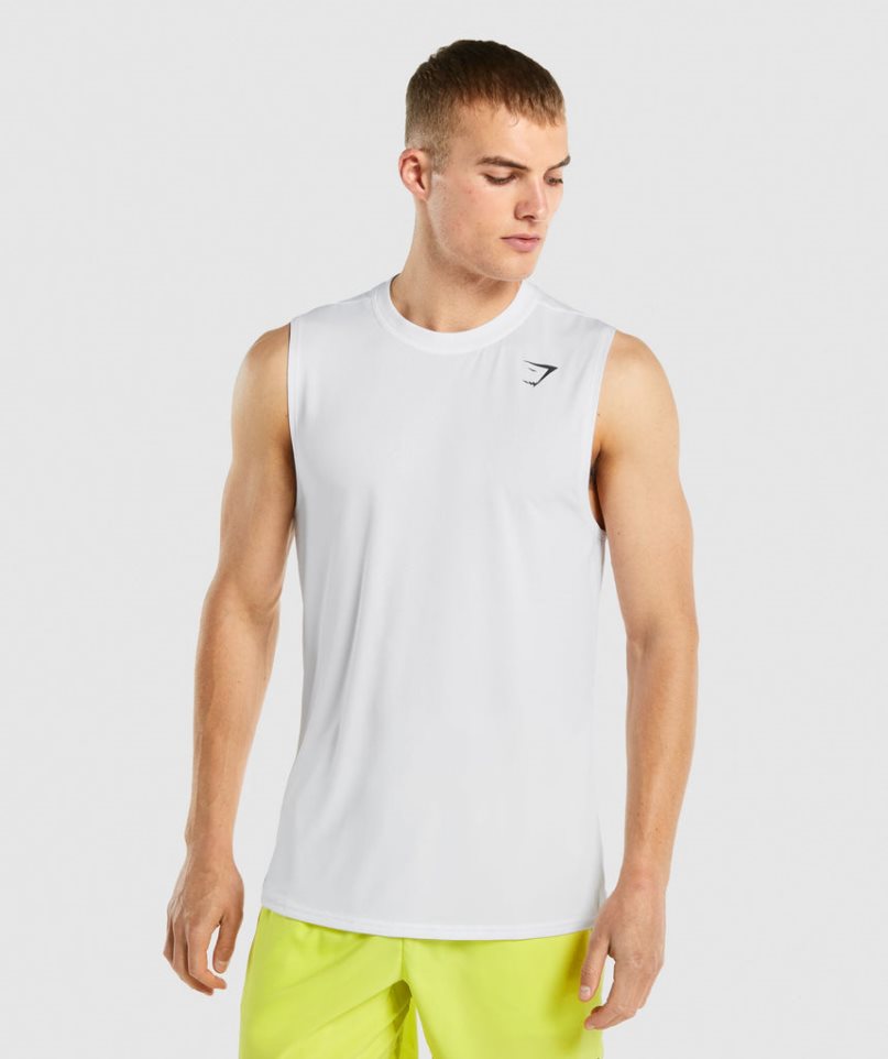 Gymshark Arrival Ärmellose Muskelshirt Herren Weiß | 45283QWTL