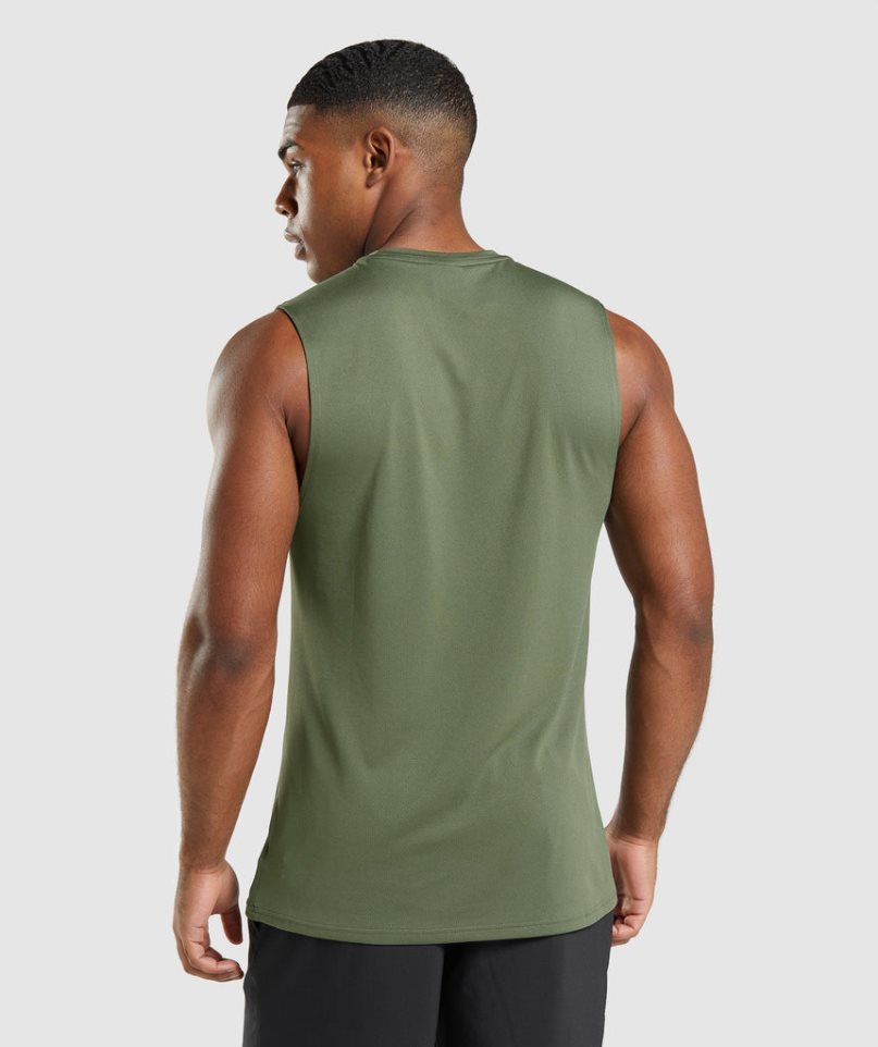 Gymshark Arrival Ärmellose Muskelshirt Herren Olivgrün | 50397SMCT