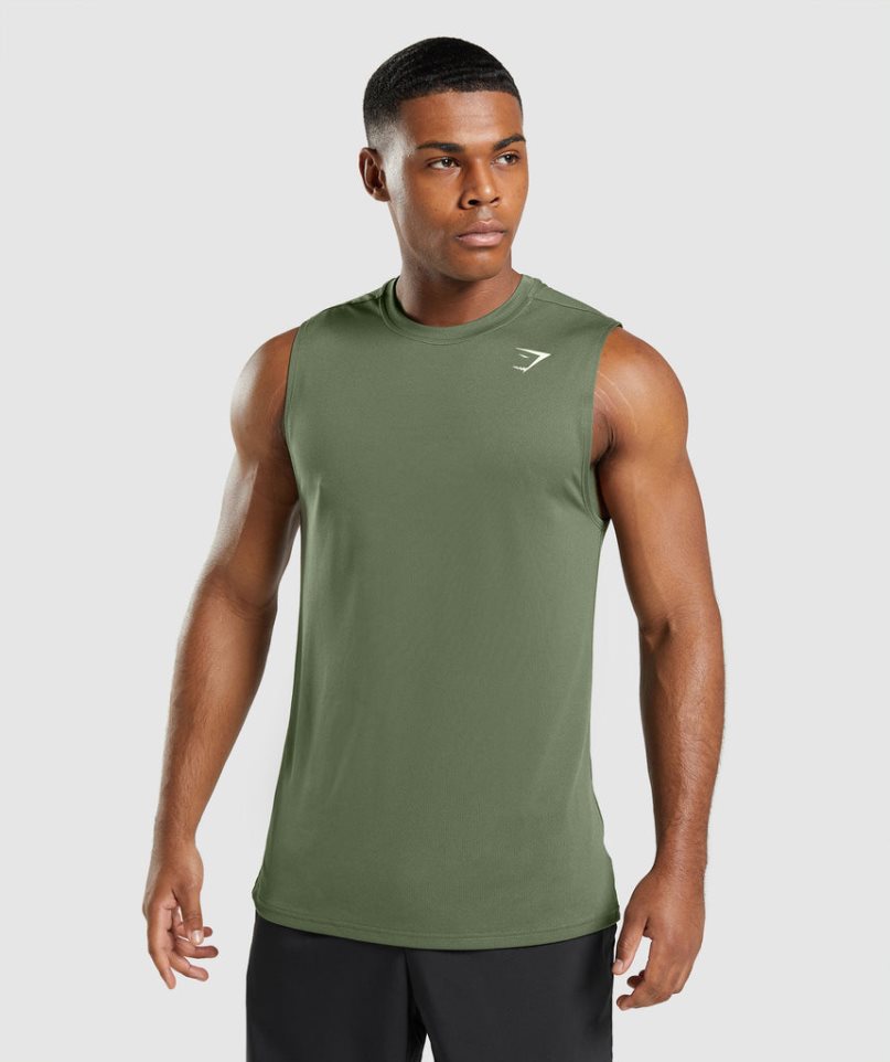 Gymshark Arrival Ärmellose Muskelshirt Herren Olivgrün | 50397SMCT