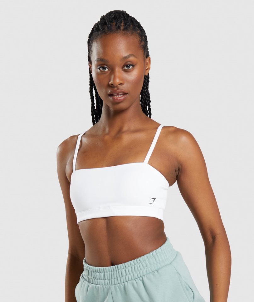 Gymshark Bandeau Sport Bh Damen Weiß | 54162OQYG