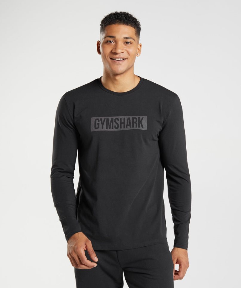 Gymshark Block Long Sleeve T-shirts Herren Schwarz | 80519JIGD