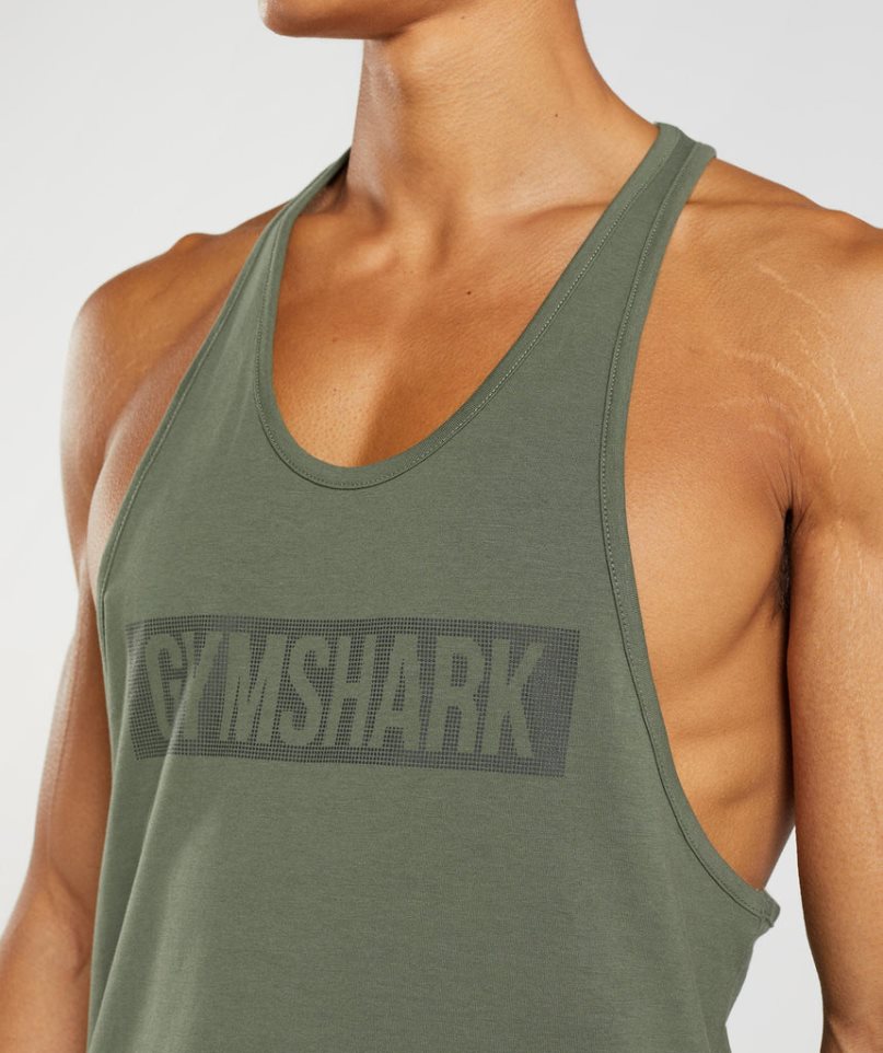 Gymshark Block Stringer Muskelshirt Herren Olivgrün | 09785YENH