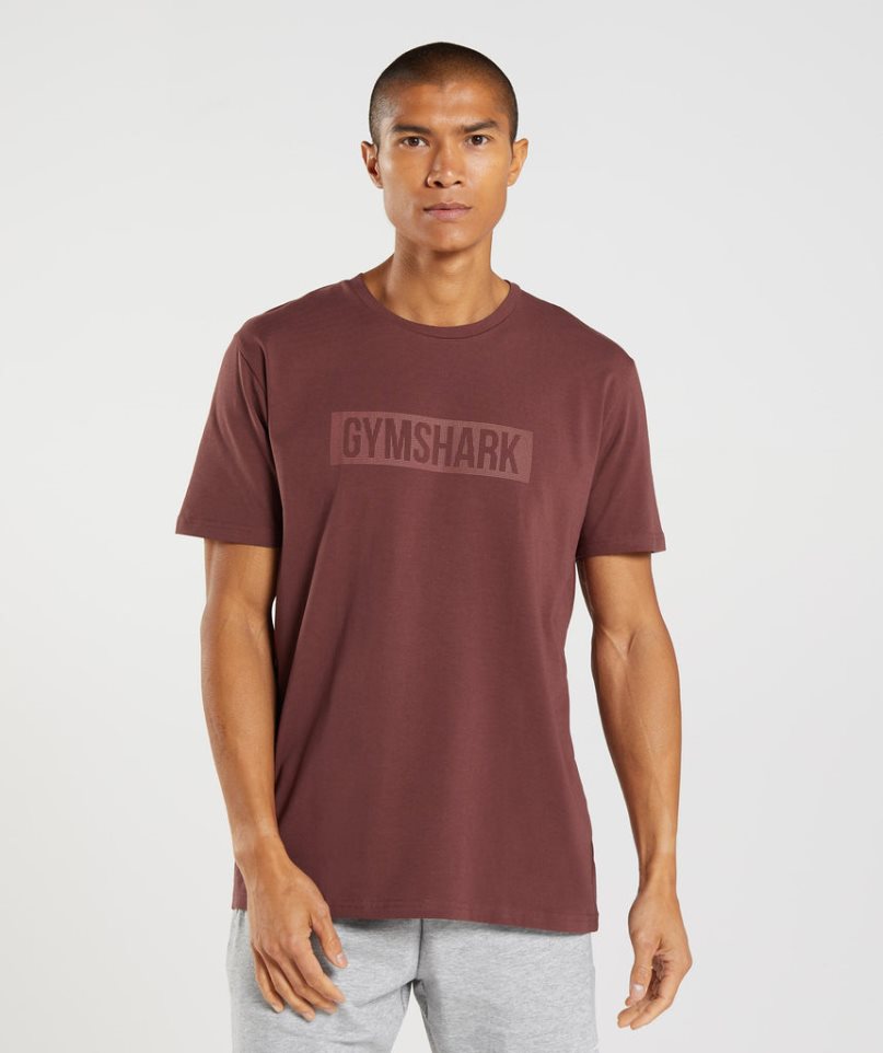 Gymshark Block T-shirts Herren Bordeaux | 67915VJKL