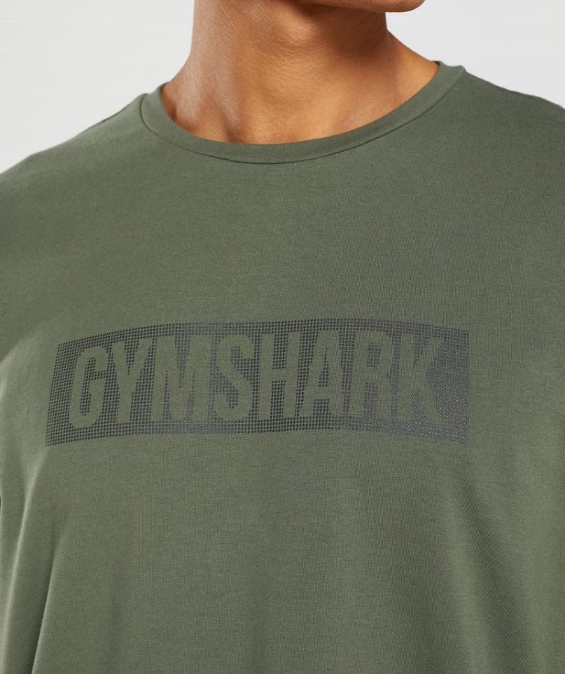 Gymshark Block T-shirts Herren Olivgrün | 35698EKMF