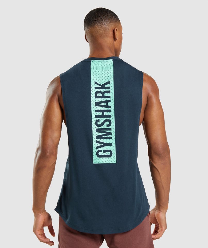 Gymshark Bold Drop Arm Muskelshirt Herren Navy | 01432FWHZ