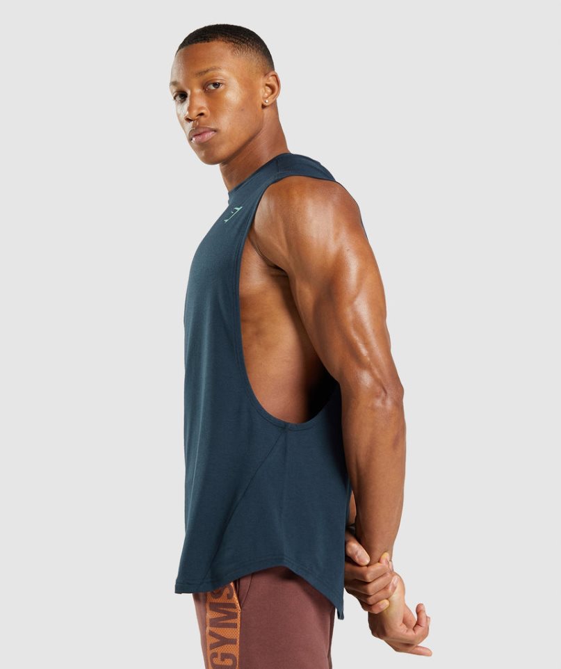 Gymshark Bold Drop Arm Muskelshirt Herren Navy | 01432FWHZ