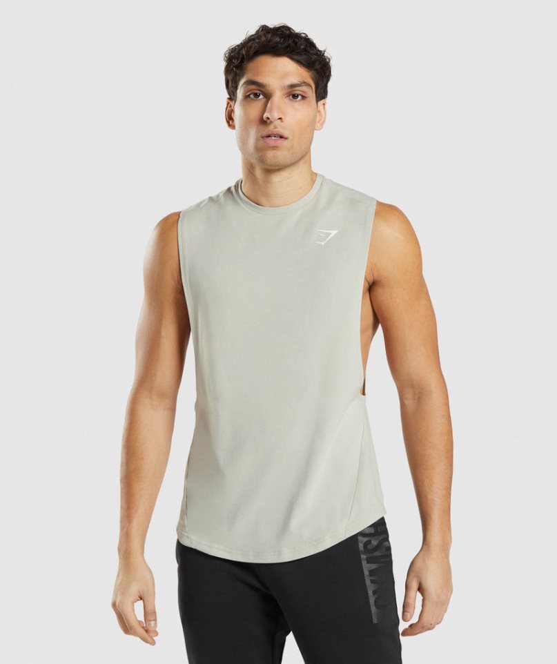 Gymshark Bold Drop Arm Muskelshirt Herren Beige | 42195SMWB