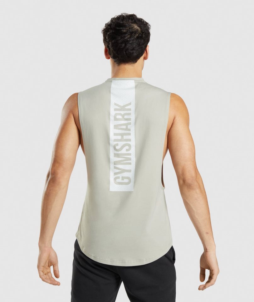 Gymshark Bold Drop Arm Muskelshirt Herren Beige | 42195SMWB