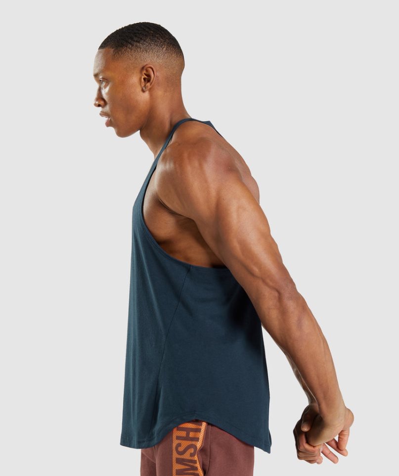 Gymshark Bold Stringer Muskelshirt Herren Navy | 81039ZACE