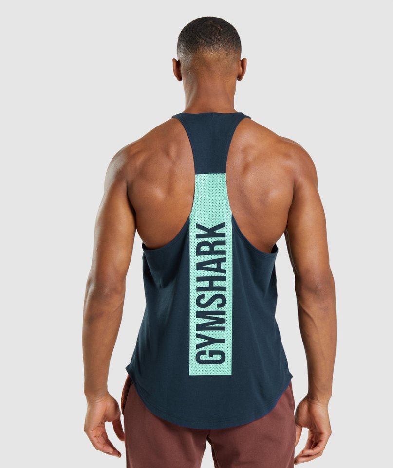 Gymshark Bold Stringer Muskelshirt Herren Navy | 81039ZACE