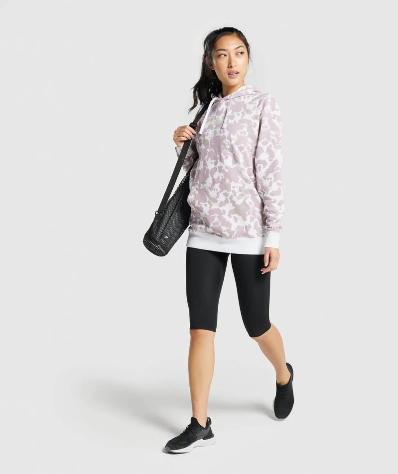 Gymshark Camo Graphic Oversized Hoodie Damen Helllila | 45912ROWZ