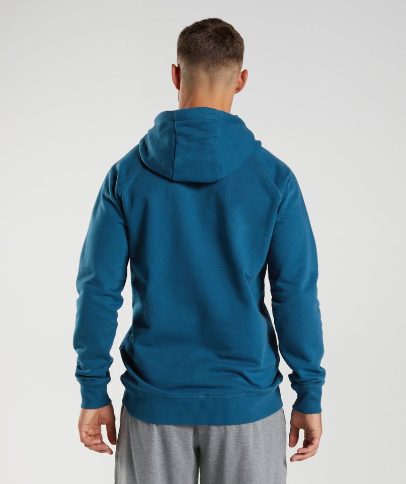 Gymshark Crest Hoodie Herren Blau | 26473TNRH